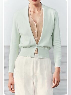 Zara DOUBLE FABRIC KNIT CARDIGAN